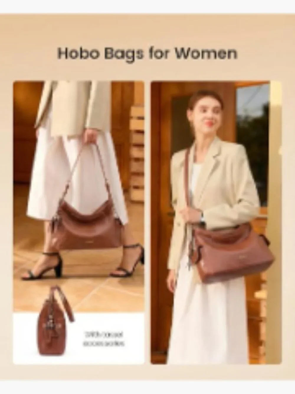 Hobo Crossbody Purse Faux Leather with Tassel Charm